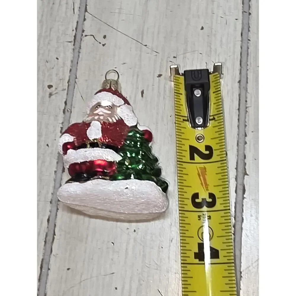 Vtg Mercury Glass Santa Claus Ornament Marked Poland Christmas Holiday 3